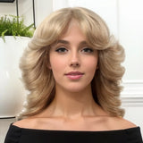 Ombre Blonde Lace Front Women Wigs 6X4X0.5 T Part Lace Curly Wigs with 150% Density Middle Part Synthetic Hair for Womens Lady L