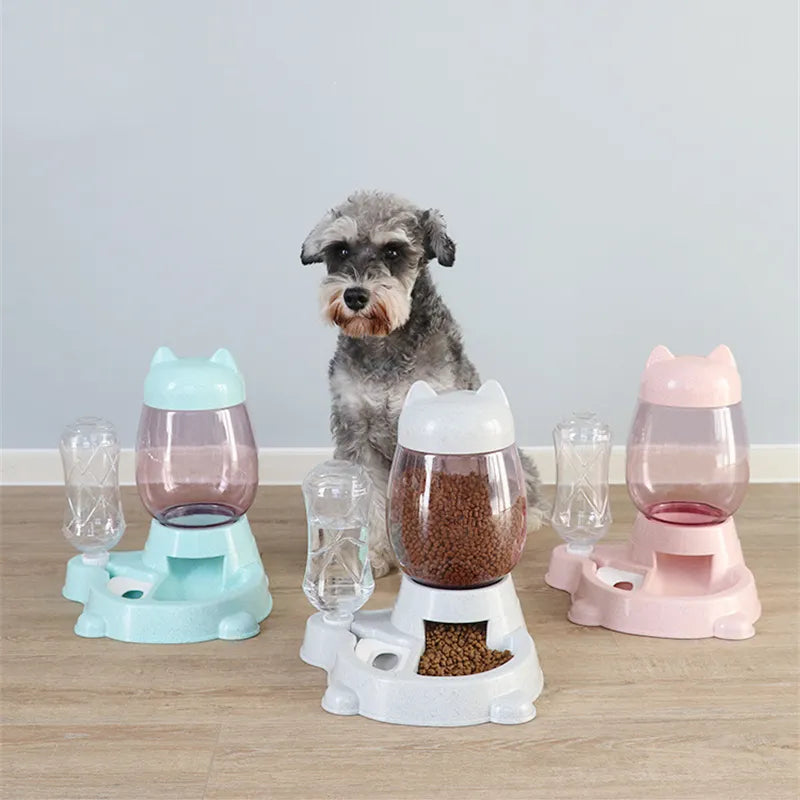 2 IN 1 Cat Water And Food Feeder Dispenser Automatic Dog Cats Drinking Bottles Feeding Bowl Dispensers Pet Supplies 2.2L