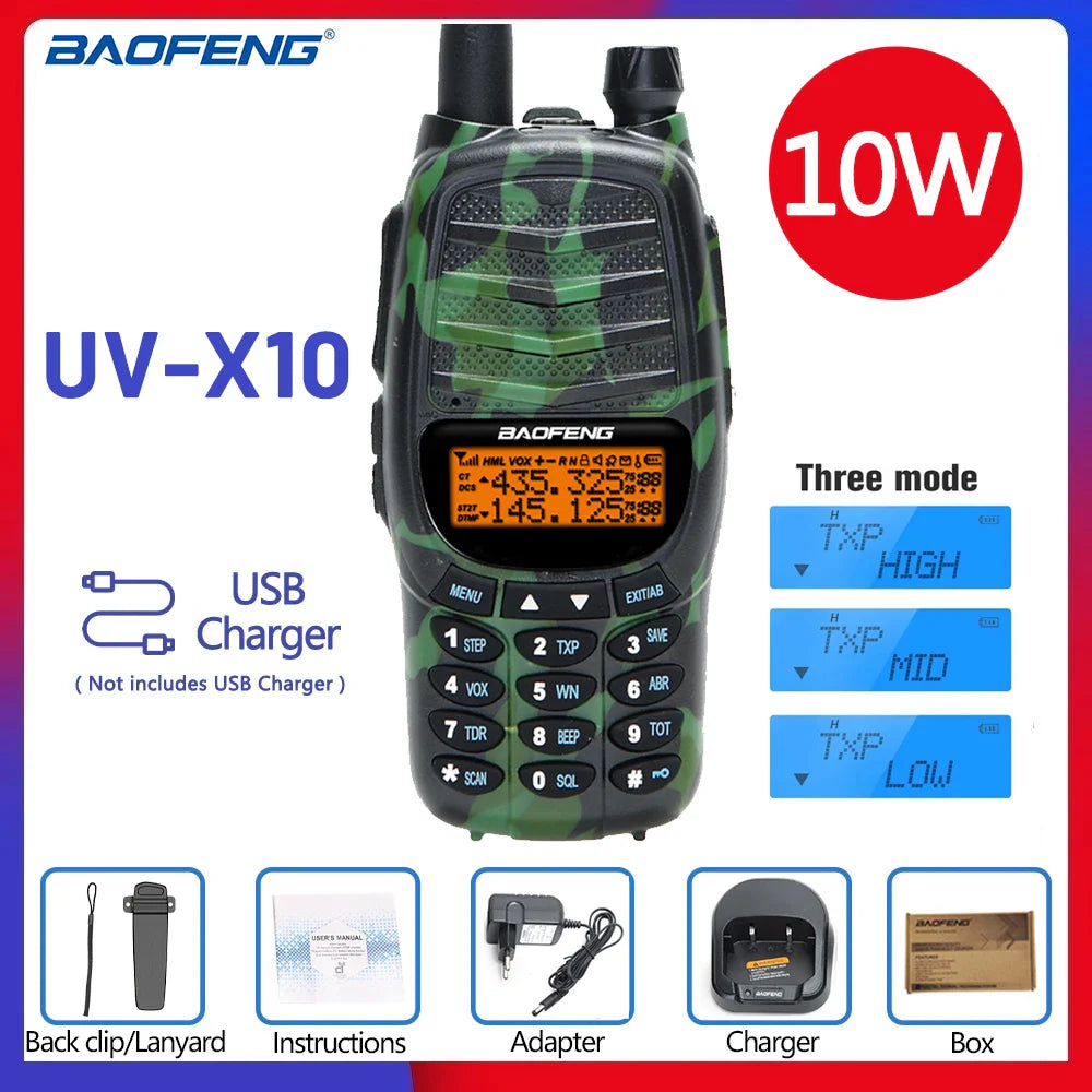 Baofeng UV-5R Plus 15W UHF/VHF Tri-Power Walkie Talkie 50 KM USB Long Range Upgrade of UV 5R UV-10R S9 Plus Two Way Radio