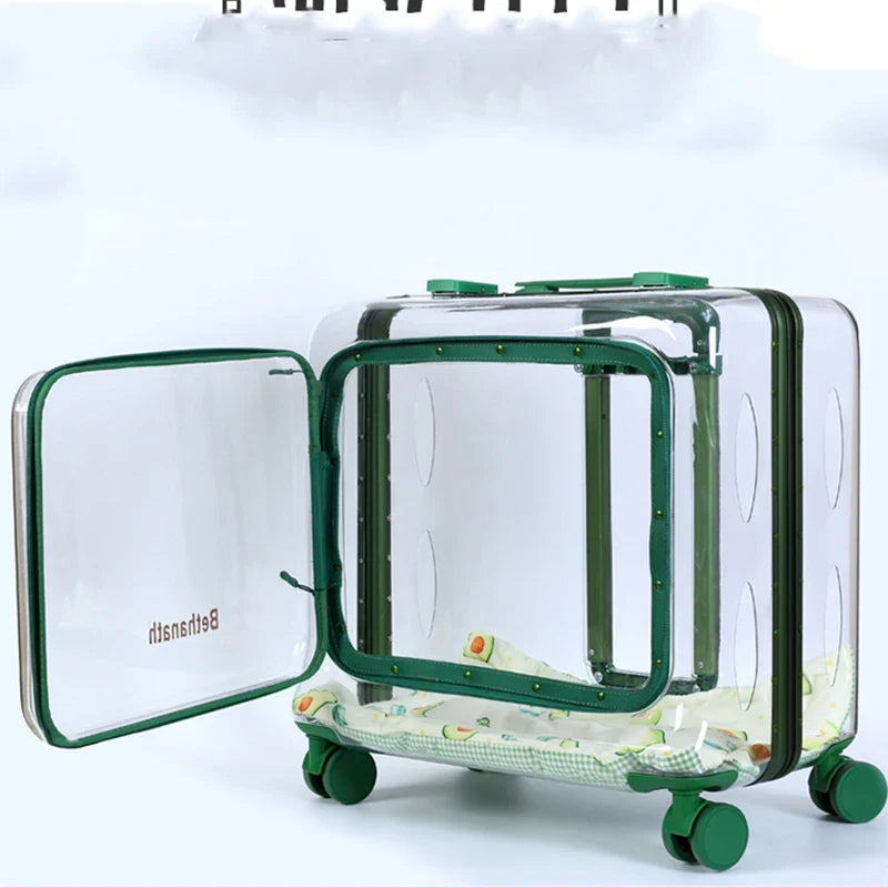 Clear Animal Cats Carriers Pet Trolley Stroller Pocket Travel Cats Carriers Wheels Suitcase Maleta Para Gatos Cats Products