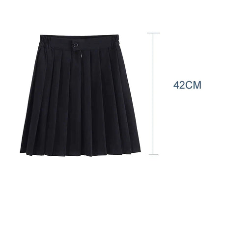 Japanese Student Girls Skirt School Uniform Solid Color Suit Pleated Skirt Short/Middle/Long High School Elastic Waist Dress