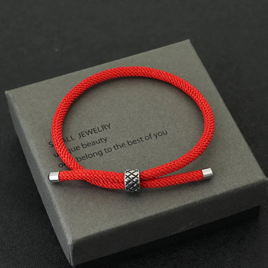 Lucky Red Thread Bracelet With Stainless Steel Rings Unisex Viking Braslet Jewelry Pirate Nautical Rope Braclet Leisure Pulseira