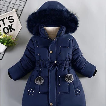 Big Size Winter Girls Jackets Keep Warm Thicken Christmas Coat Autumn Hooded Zipper Waterproof Outerwear Kids Clothes 3-12 Years