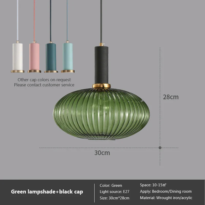 Nordic Retro restaurant colorfull Glass pendant lights Creative living room Lamp Simple bedside lamp LED E27 light