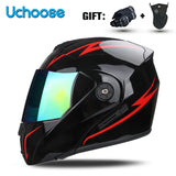 DOT Certification Uchoose Motorcycle Helmet Double Lens Cross Section Helmet Safety Modular Flip Helm Unisex Helmet With Visor