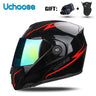 DOT Certification Uchoose Motorcycle Helmet Double Lens Cross Section Helmet Safety Modular Flip Helm Unisex Helmet With Visor