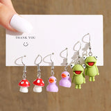 17KM Cartoon Frog Duck Earrings Set Animal Butterfly Cute Dangle Earrings for Women Geometric Bear Cloud Earring Trendy Jewelry