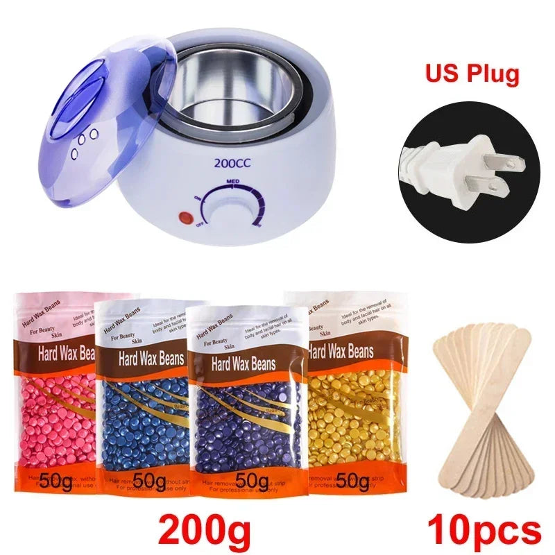 Wax Machine for Hair Removal Waxing Heater and Beans Kit Depilatory Epilator Wax-melt Pot Paraffin Warmer Heating Machine