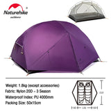 Naturehike Mongar Tent 2 Person Ultralight Travel Tent Double Layer Waterproof Tent Backpacking Tent Outdoor Hiking Camping Tent