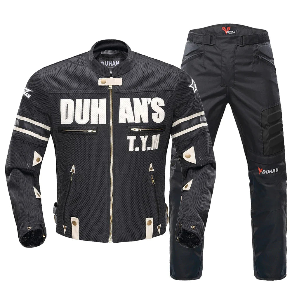 DUHAN Motorcycle Jacket Men Motorcycle Armor Protector DUHAN Pants Moto Cycling Jacket Motocross Chaqueta Summer Riding Clothes