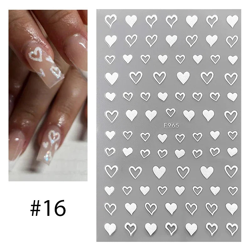 3D Silver Frame Nail Sticker Silver Bronzing Stripe Lines Sliders For Nails Tribal Pattern Decals Marble Blooming Nail Tattoos