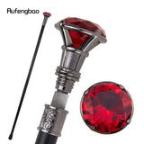 Red Diamond Single Joint Silver Walking Stick with Hidden Plate Self Defense Fashion Cane Plate Cosplay Crosier Stick 93cm