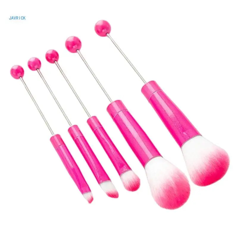 5pcs Jewelry Beaded DIY Eye Brush Detachable Beads Makeup Brushes Set for Women Girls Professional Cosmetics Makeup Tool