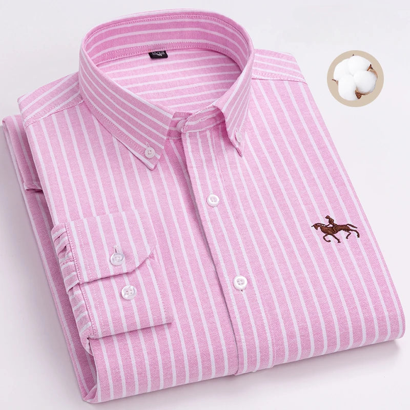 New in shirt oversize 6xl long-sleeve shirts for men 100%cotton Oxford tops slim fit formal plain shirt fashion office clothes