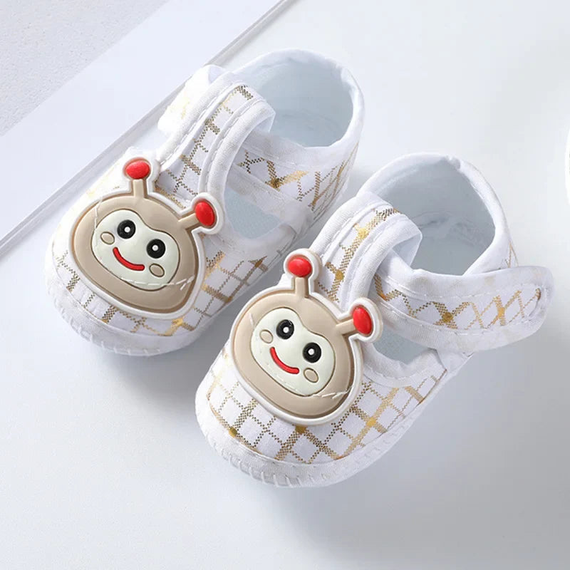 Newborn Baby Boy Girls Shoes Spring Autumn Lovely Floral Embroidery Anti-Slip Sneaker Crib Shoes Soft Cotton Cute First Walkers