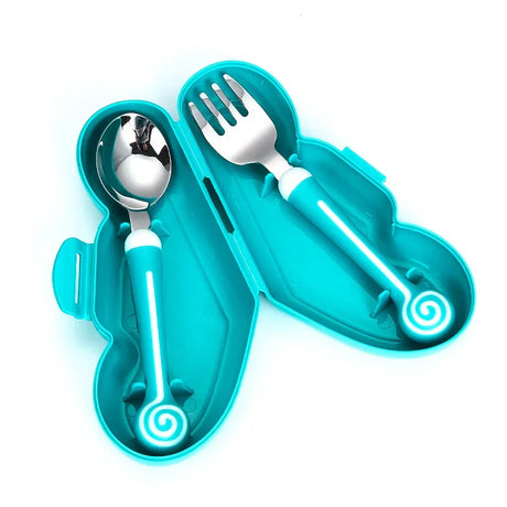 Children Utensil Cute Circle Cutlery Gadget Baby Tableware Set Food Feeding Spoon Fork Stainless Steel Infant Toddler Dinnerware