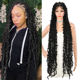 Kaylss 48" Full Double Lace Knotless Locs Braided Wigs for Women Black Butterfly Large Triangle Knotless Twisted Cornrow Braide