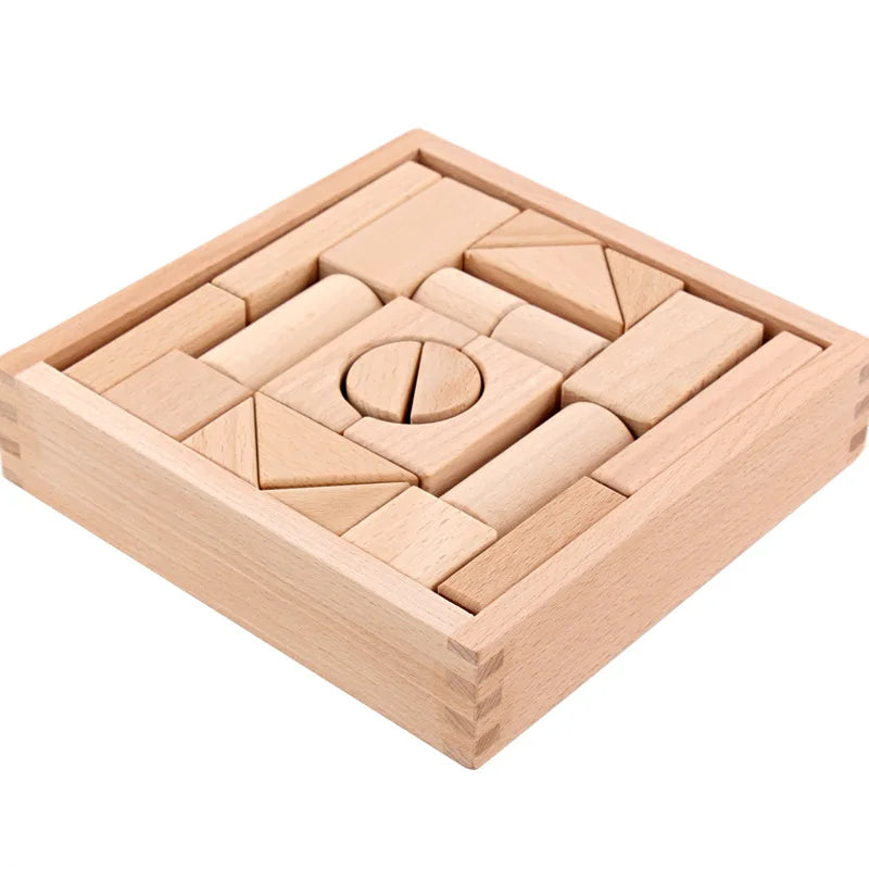 22pcs Building Blocks Beech Wooden Log Stacking Blocks with Box Montessori Toys for Kids Learning Education Baby Toys