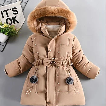 Big Size Winter Girls Jackets Keep Warm Thicken Christmas Coat Autumn Hooded Zipper Waterproof Outerwear Kids Clothes 3-12 Years