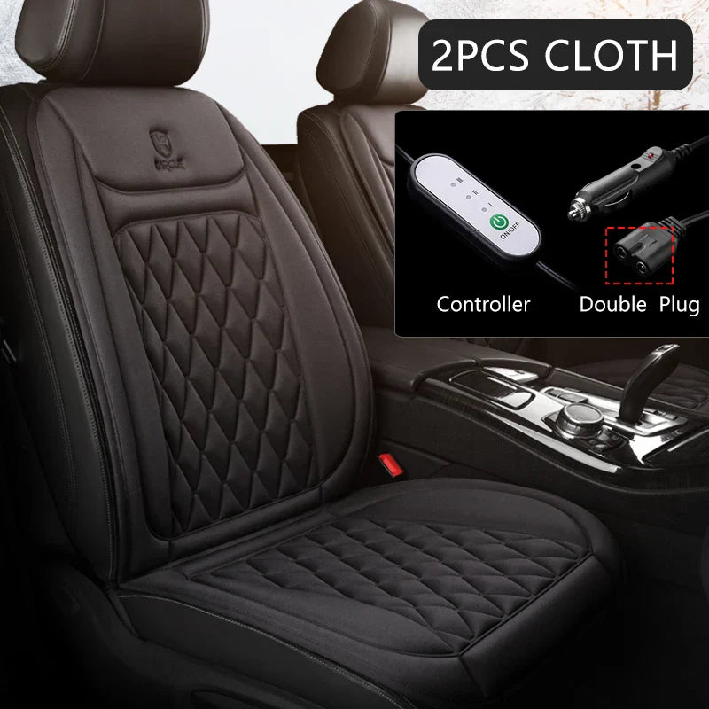 12V Heated Car Seat Cushion Cloth/Flannel Car Seat Heater Winter Warmer Seat Heating Car Accessories Heating Pads Set Universal