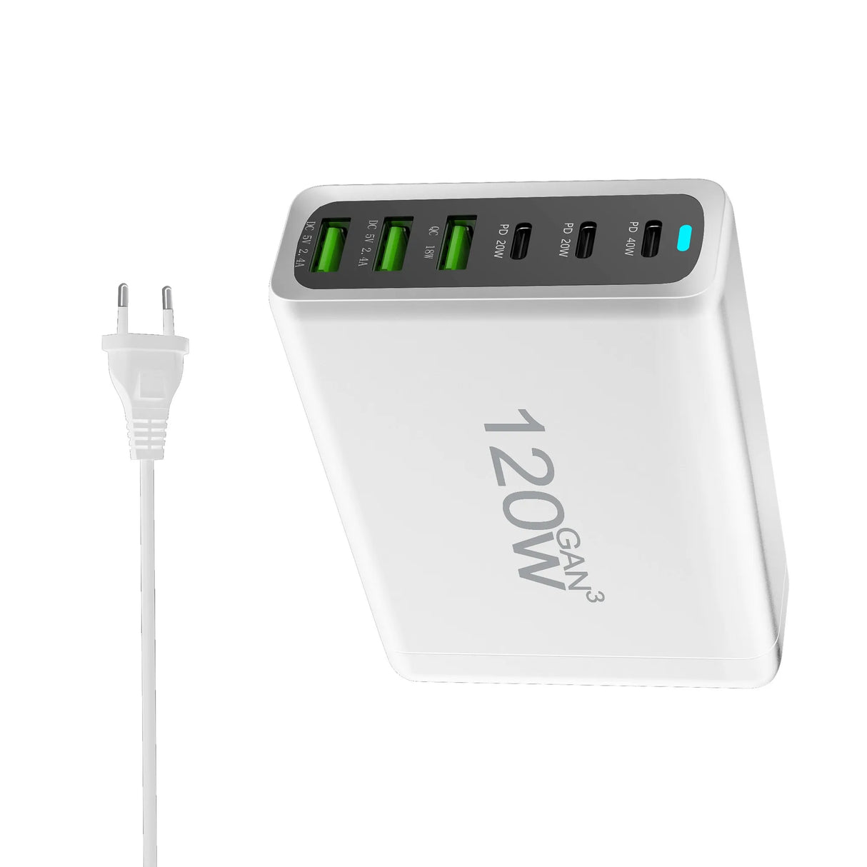 100W 120W 200W GaN Charger 6 Ports USB Type C PD Charger Quick Charge 3.0  USB Type C Quick Charger Mobile Phone USB Charger