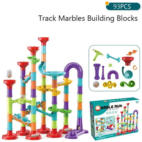 Creativity Marble Run Race Catapult Track Maze Building Blocks 93/113/142pcs Slide Beads Educational Toy Kids Gift Race Ball Toy