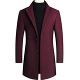 New Winter Fashion Men Warm Long Business Casual Slim Fit Long Sleeve Cardigans Blends Coat Jacket Suit Solid Men's Woolen Coats