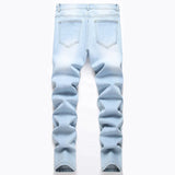 Stylish Slim Pencil Jeans Streetwear Men Trousers Ripped Distressed Hip Hop Stretch Denim Pants Male Long Jeans