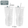 2pcs 600ml Stripe Glass Cup with Lid and Straw Transparent Drinking Glasses for Juice Water and Iced Coffee Cups Drinkware Mug