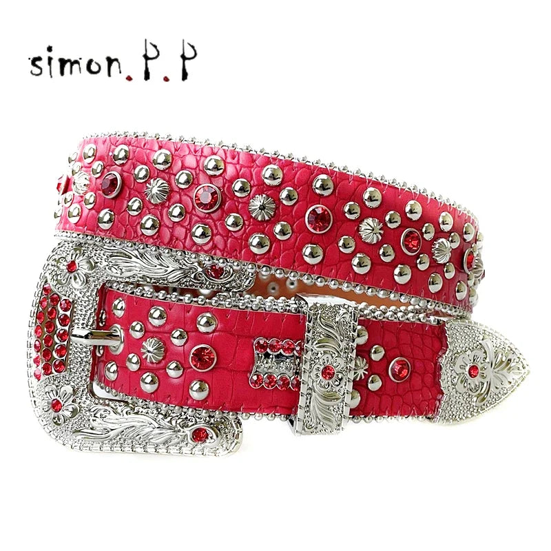 Punk Western Rhinestone Belts for Women Luxury Diamond Strap Cowgirl Cowboy Bling Crystal Pin Wide Buckle Studded Y2K Mens Belts