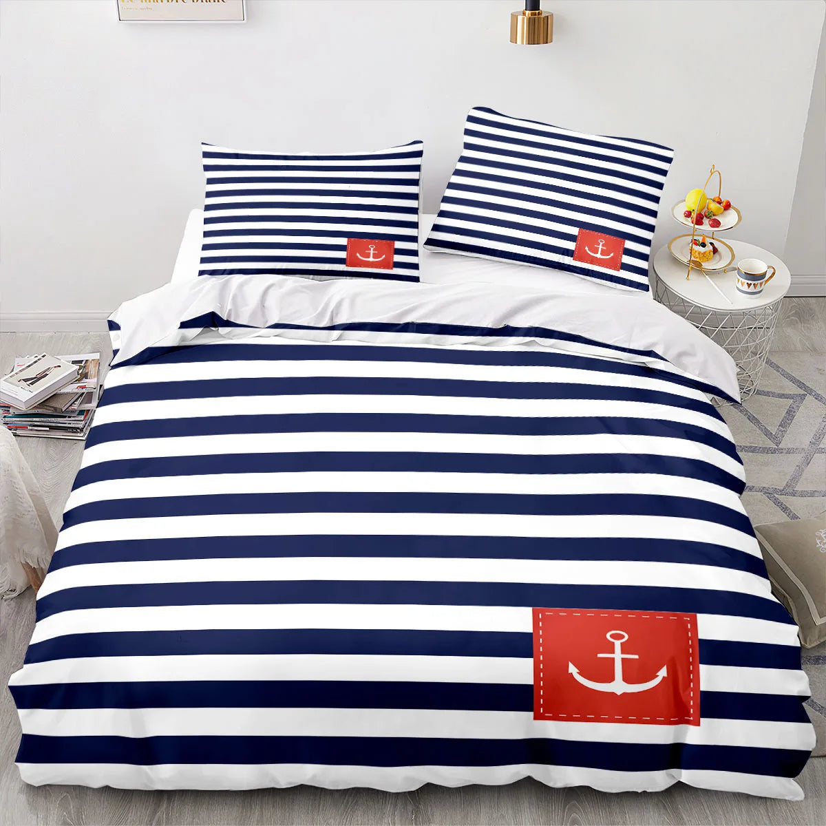 Marine Anchor Bedding Set Ocean Sea 3d Duvet Cover Sets Comforter Bed Linen Twin Queen King Single Size Blue Ship Vessel Kids