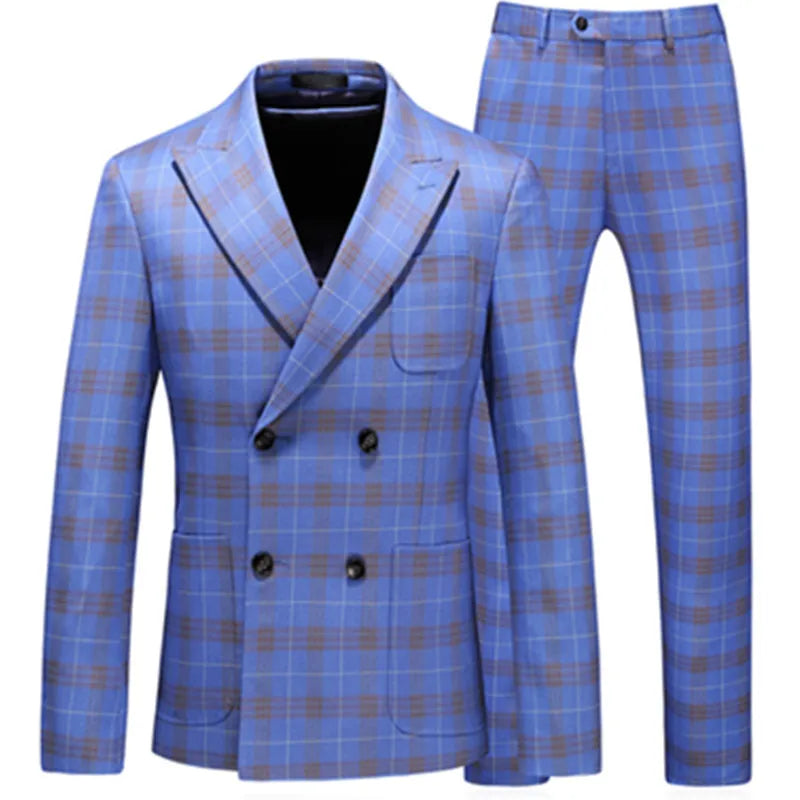 Men's Stripe Suit High Quality Gentleman Double Breasted Blazer 3 Pcs Set Slim Fit Wedding Male Blazer Jacket Coat Pants Vest