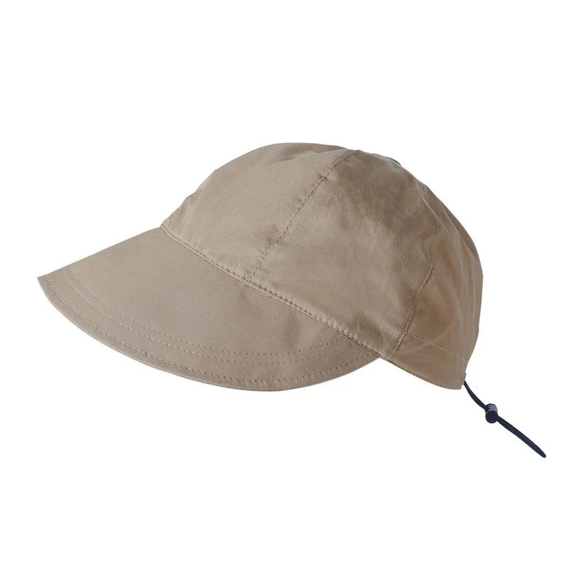 Foldable Wide Brim Ponytail Sun Hat Drawstring Adjustable Cap  Summer Quick-dry Visor Fisherman CapFor Women Beach Hat