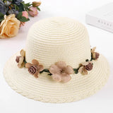 Wreath Straw Hats Summer Sun Hat Ladies Elegant Hat Female Vintage Hats Straw Beach Hats Flower String Woman Hat