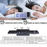 LED Digital Projection Alarm Clocks USB Electronic Ceiling Projector Alarm Clock with FM Radio for Bedroom Bedside Desktop Clock