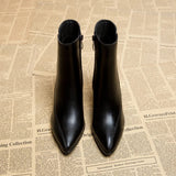 2022 Spring and Autumn New British Style Thin and Thin Women's Boots Pointed Toe Thin Side Zipper Black Nude Boots Women