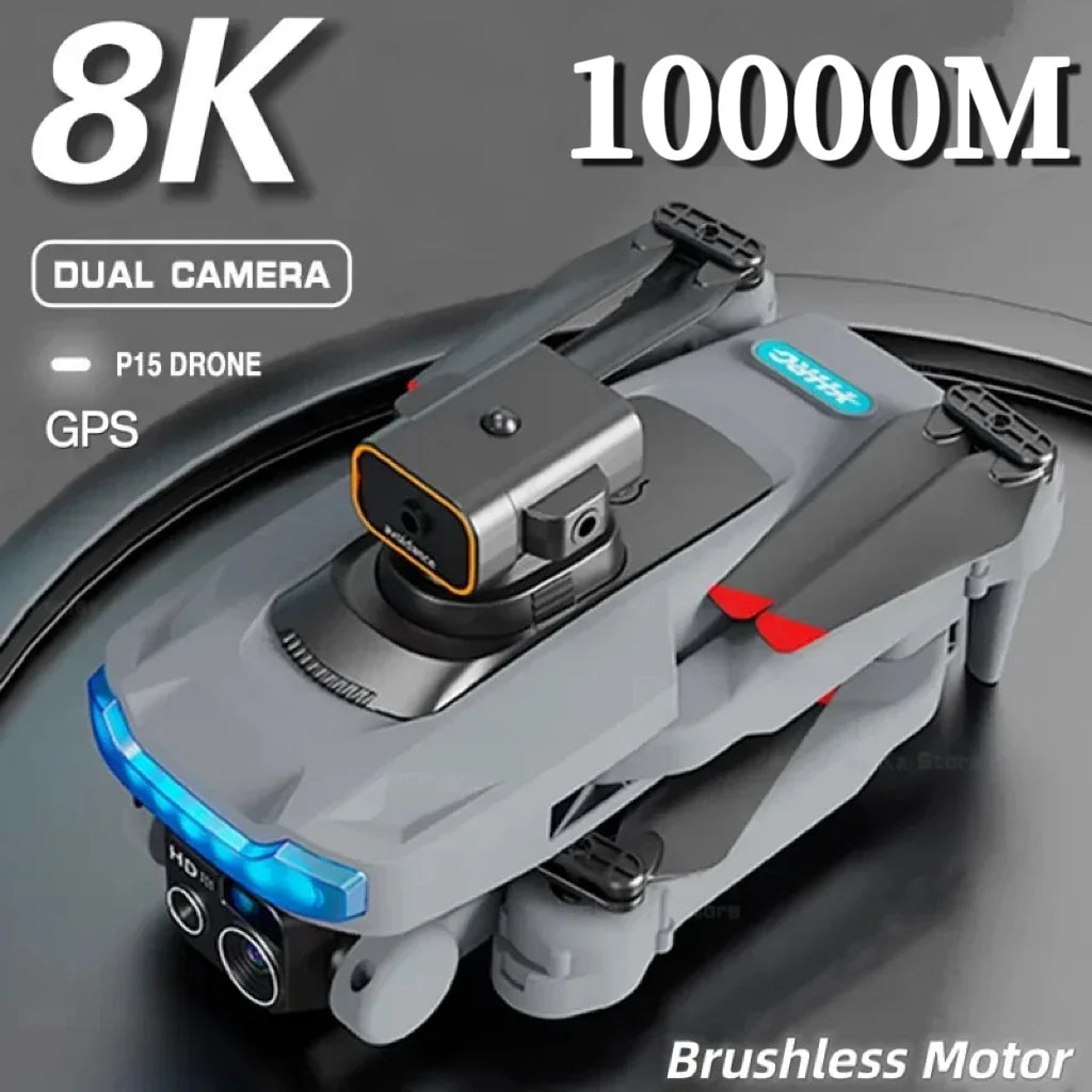 P15 Drone 8K GPS Dual Camera Professional 5G Obstacle Avoidance Optical Flow Positioning Brushless Upgraded Quadcopter RC 10000M