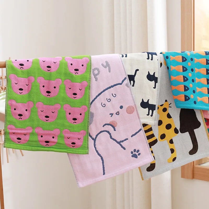 Three Layers Of Gauze Children's Towel Breathable Baby Cute Little Towel Soft Cotton Washcloth Handkerchief Absorbent Face Towel