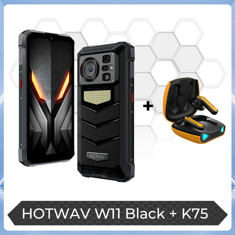 [World Premeire] HOTWAV W11 Rugged Phone 20800mAh 280LM Flashlight 6.6'' FHD+ Smartphone 33W 24MP Night Vision Mobile Phone