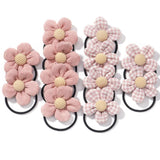 12Pcs/bag Girls Elastic Flower Hair Bands Sweet Hair Ties Children Ponytail Holder Rubber Band Headband Kids Hair Accessories