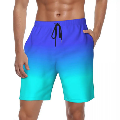 Man Board Shorts Rainbow Ombre Vintage Swimming Trunks Gradient Quick Dry Sports Fitness Hot Sale Plus Size Beach Short Pants