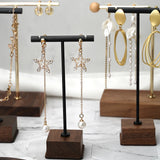 Luxury Dangle Earrings Display Selling Metal Rack T Bar Stand Ring Jewelry Hanger Organizer Ear Stud Storage Holder Shelf Store