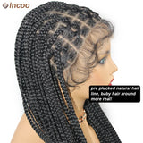 Cornrow Box Braided Wigs 36inch Long jumbo Knotless African Braiding Hair With Baby Hair Synthetic Full Lace Front Wigs Hair Wig