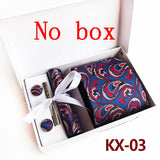 Ties For Men Luxury Tie Set Gift Box Jacquard Necktie Pocket Square Clip Cufflinks Handkerchief Corbata