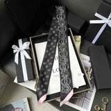 100% Silk Heavy silk Scarf Small fragrance style Long thin narrow tie bag Ribbon decorative streamers neck tie headband gift