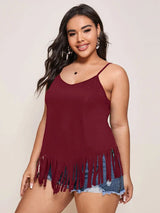 Finjani Plus Size Women's Cami Slip Shoulder Fringe Hem Cami Cover Up Casual Clothing For Summer New