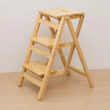 Solid Wood Household Multifunctional Folding Ladder Chair Indoor Climbing Ladder Dual-use Three-step Four-step Ladder Stool