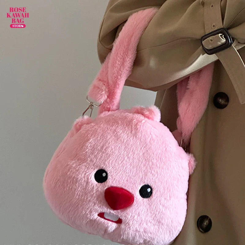 Kawaii Loopy Plush Bag Cute Soft Plush Handbag Cute Cartoon Large Capacity Shoulder Storage Bag Loopy Handbag Gift for Children