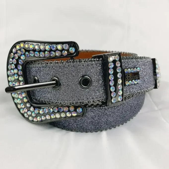 Rhinestone Belts for Women Luxury Diamond Strap Cowgirl Cowboy Bling Crystal Pin Buckle Studded Mens Belts