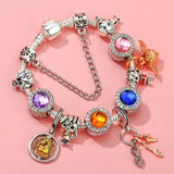 Cute Enamel Disney Princess Dress Charms Bracelet Women Colorful Glass Beads for Jewelry Making Girl Cartoon Skirt Pendants Gift